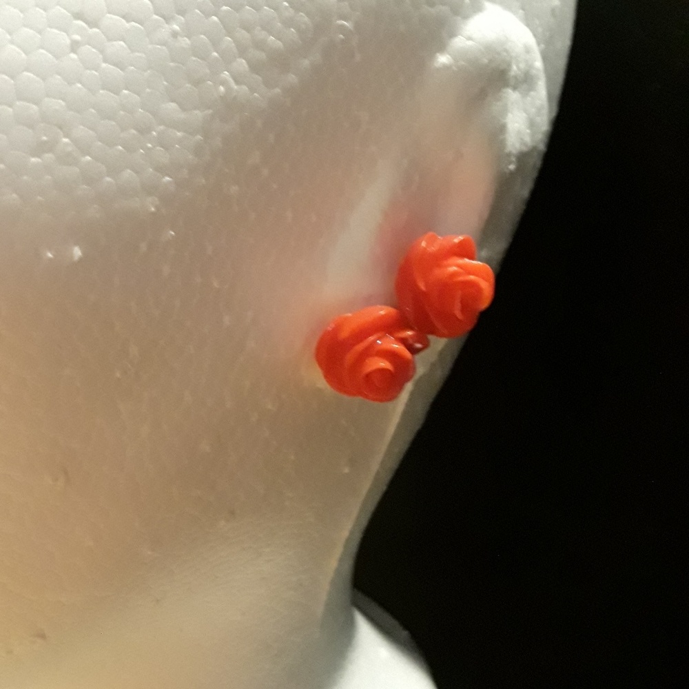 Red Rose Stud Earrings